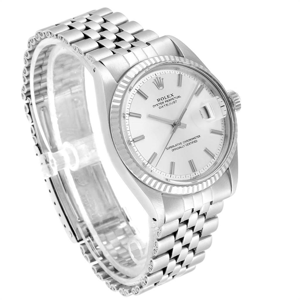 Rolex Datejust Steel White Gold Silver Dial Vintage Men's Watch 1601 In Good Condition For Sale In Atlanta, GA