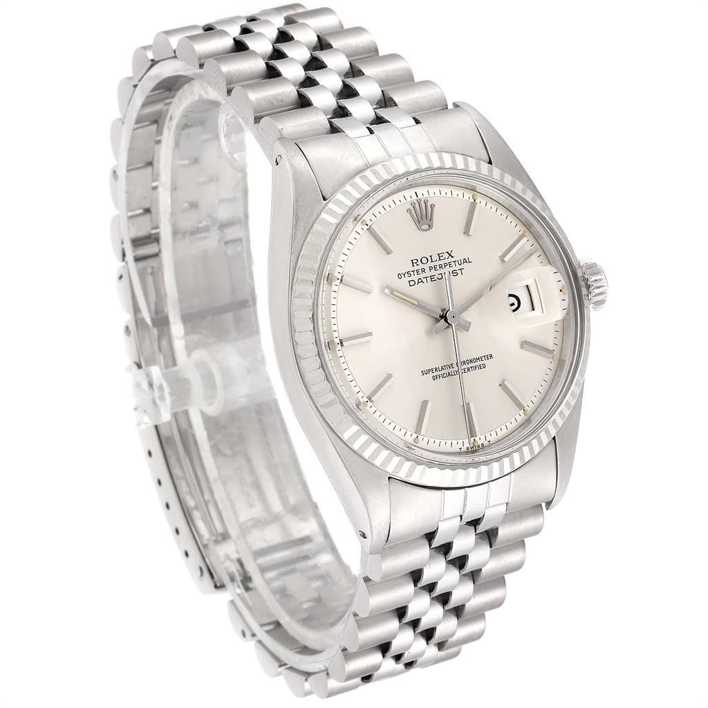 Rolex Datejust Steel White Gold Silver Dial Vintage Men's Watch 1601 In Good Condition In Atlanta, GA