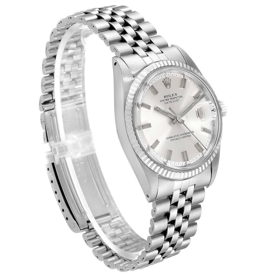 Rolex Datejust Steel White Gold Silver Dial Vintage Men’s Watch 1601 In Good Condition In Atlanta, GA