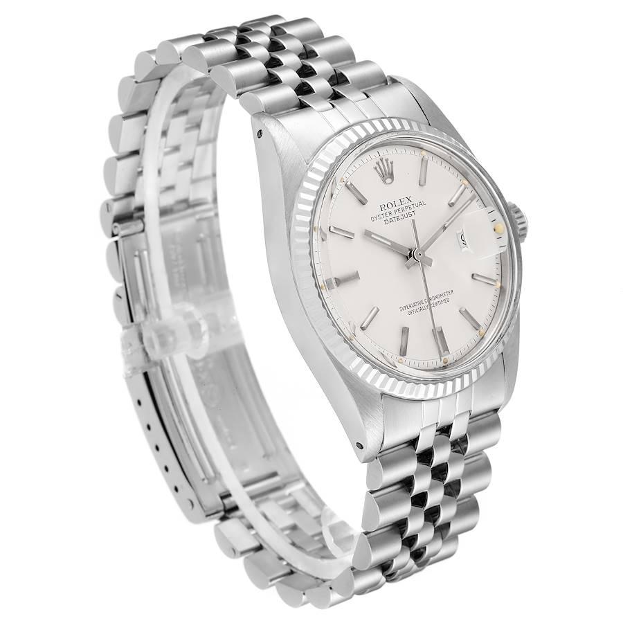 Men's Rolex Datejust Steel White Gold Silver Dial Vintage Mens Watch 1601