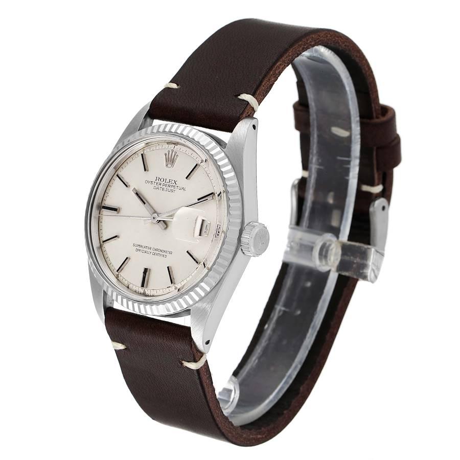 Men's Rolex Datejust Steel White Gold Silver Dial Vintage Mens Watch 1601 For Sale