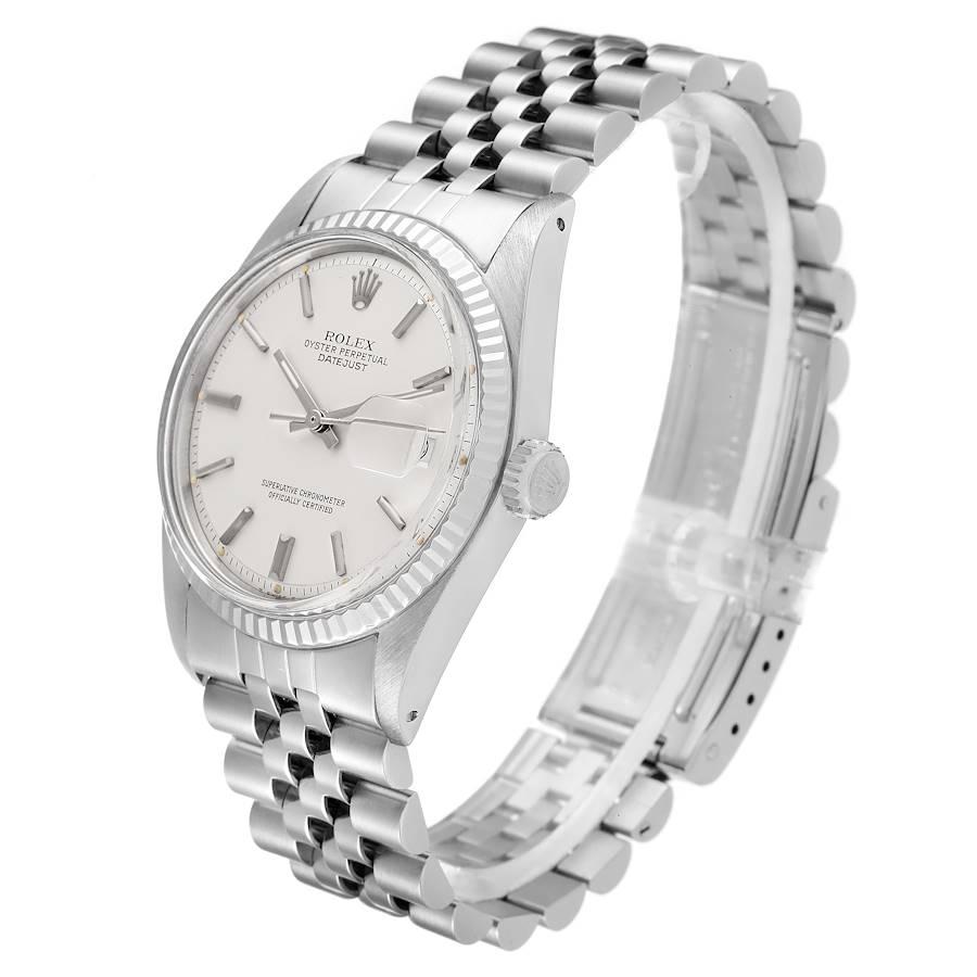 Rolex Datejust Steel White Gold Silver Dial Vintage Mens Watch 1601 1