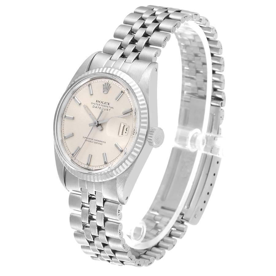 Rolex Datejust Steel White Gold Silver Dial Vintage Mens Watch 1601 In Good Condition In Atlanta, GA