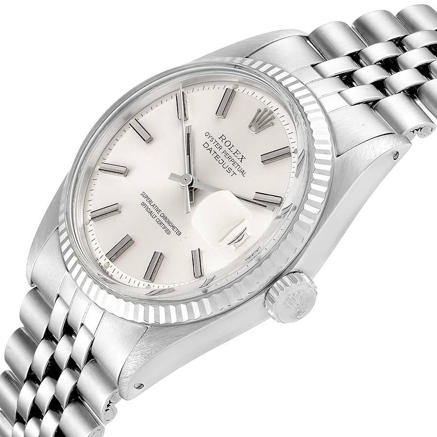 Rolex Datejust Steel White Gold Silver Dial Vintage Men’s Watch 1601 For Sale 1