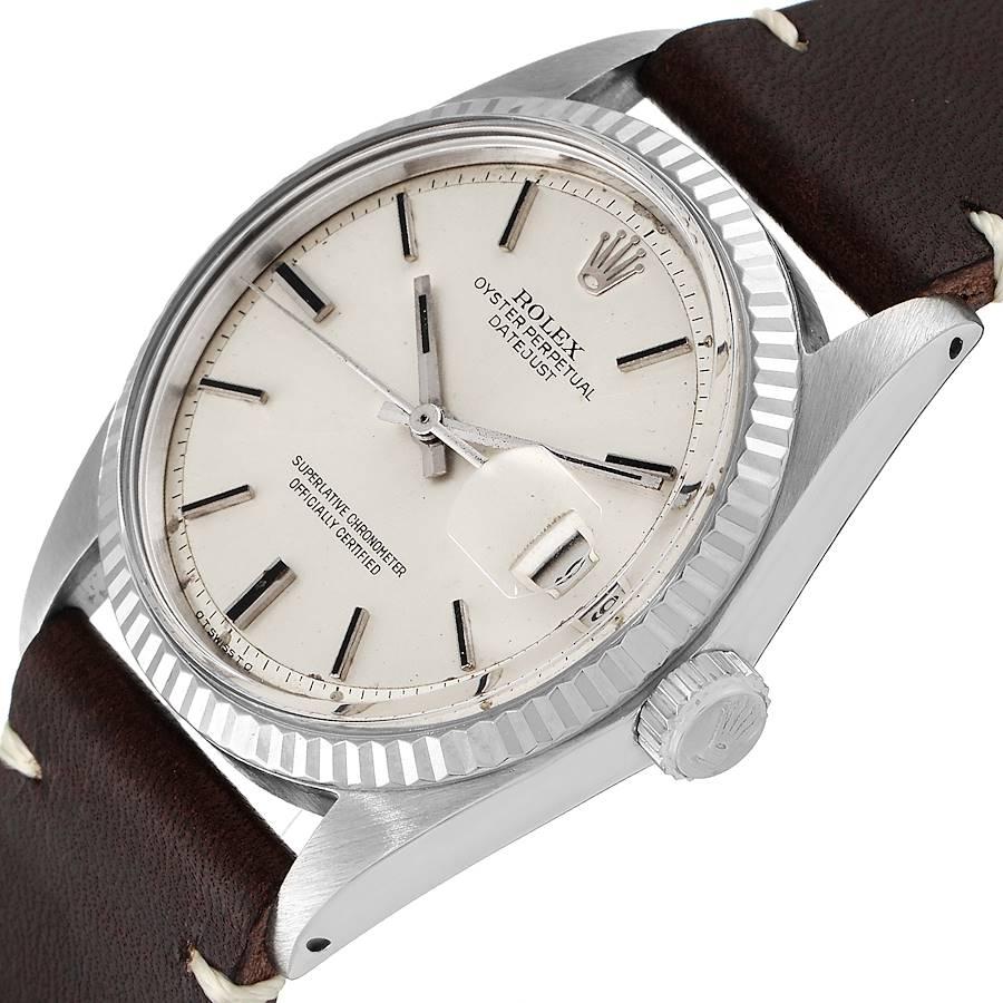 Rolex Datejust Steel White Gold Silver Dial Vintage Mens Watch 1601 For Sale 1