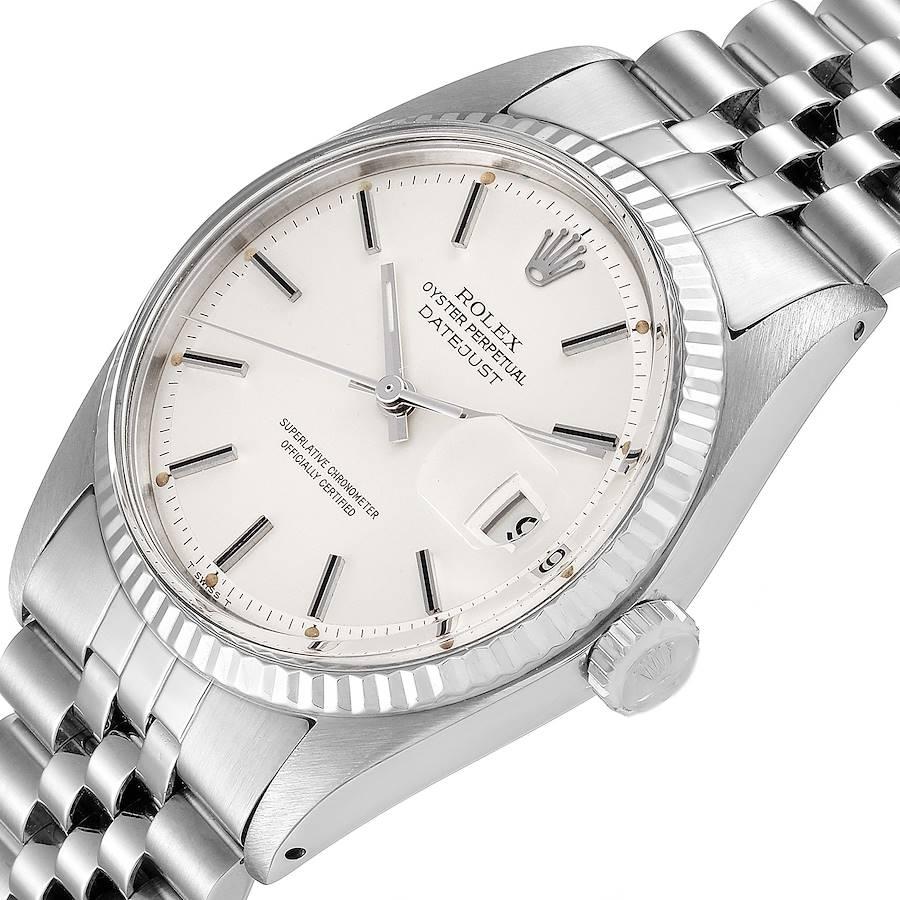 Rolex Datejust Steel White Gold Silver Dial Vintage Mens Watch 1601 For Sale 1