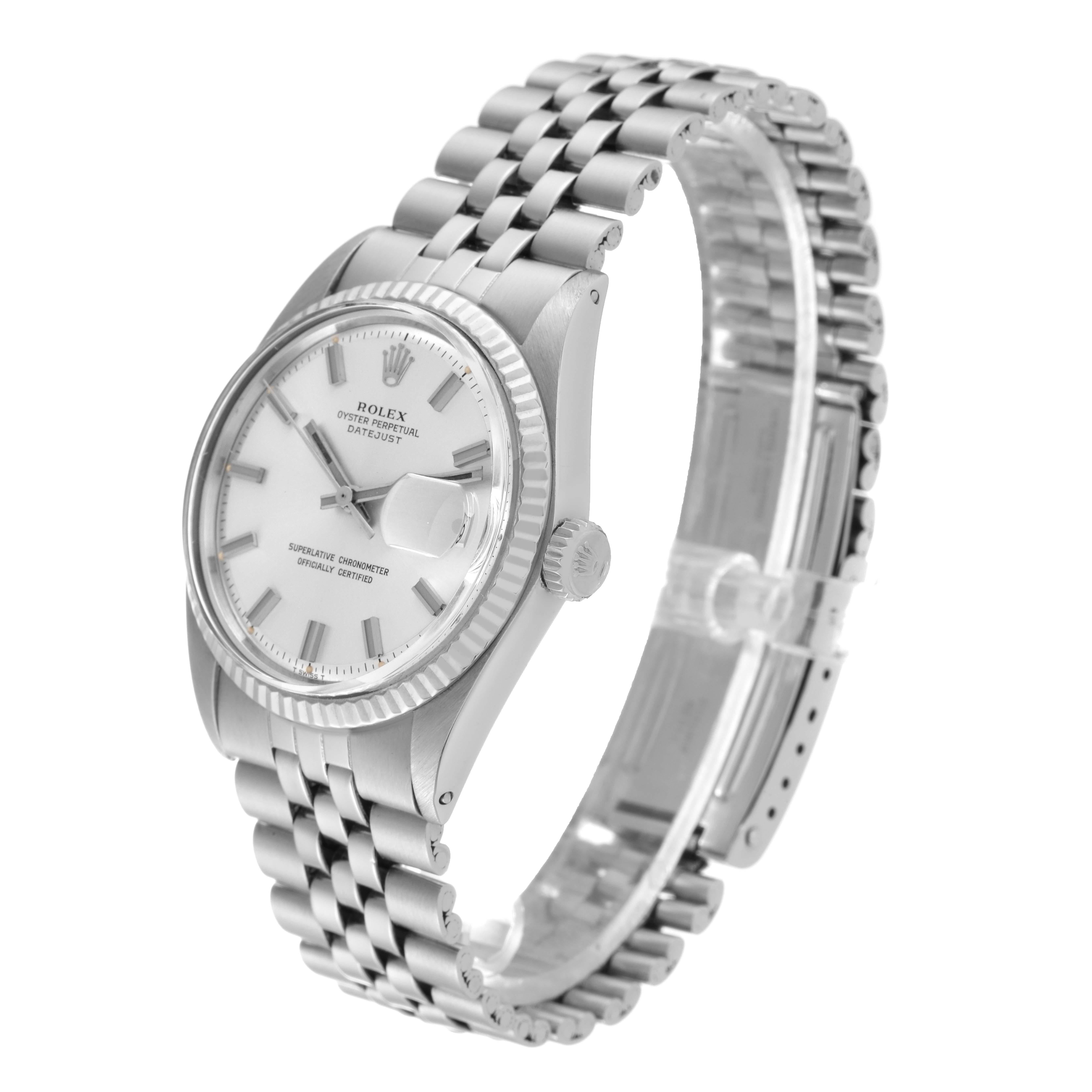 Rolex Datejust Steel White Gold Silver Dial Vintage Mens Watch 1601 2