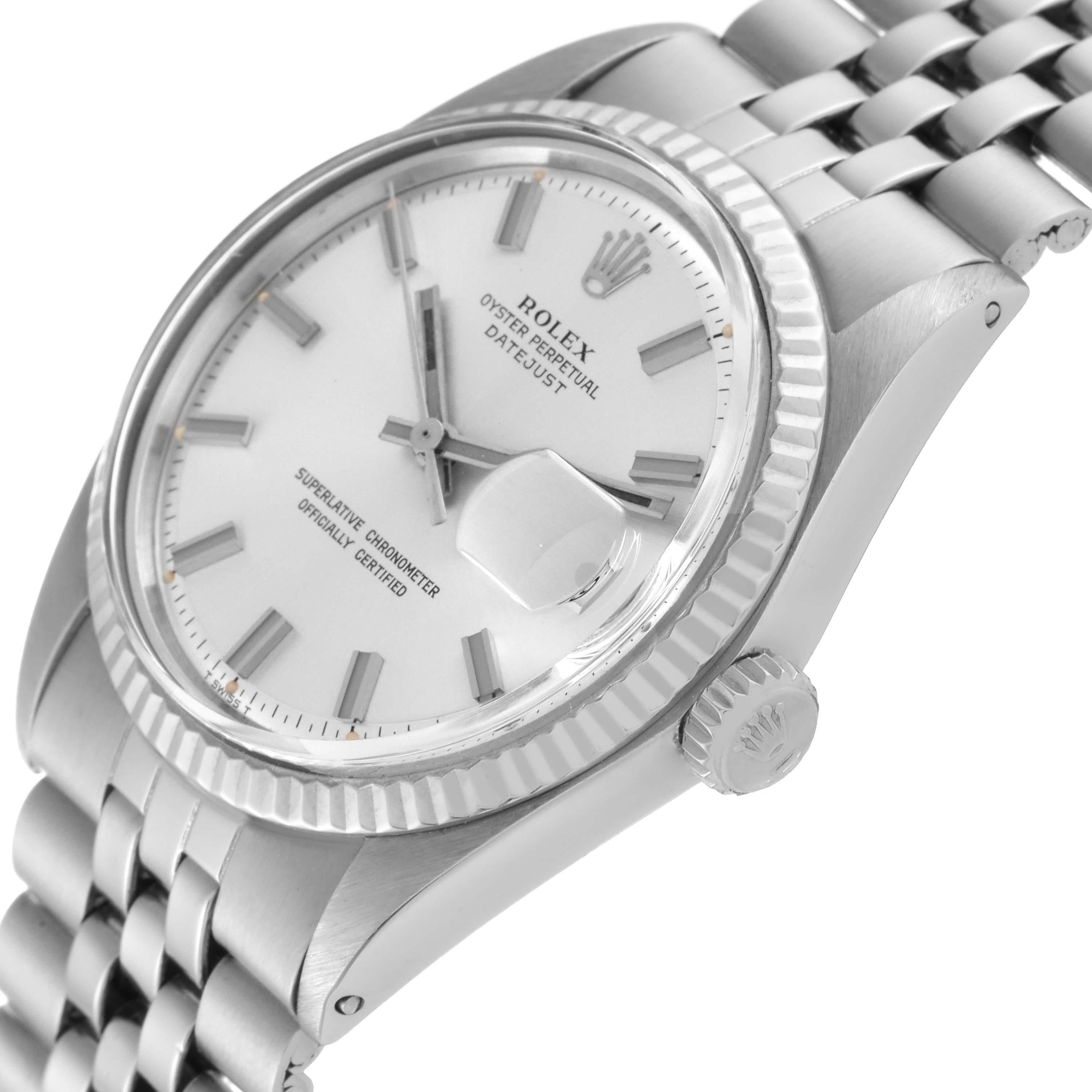 Rolex Datejust Steel White Gold Silver Dial Vintage Mens Watch 1601 5