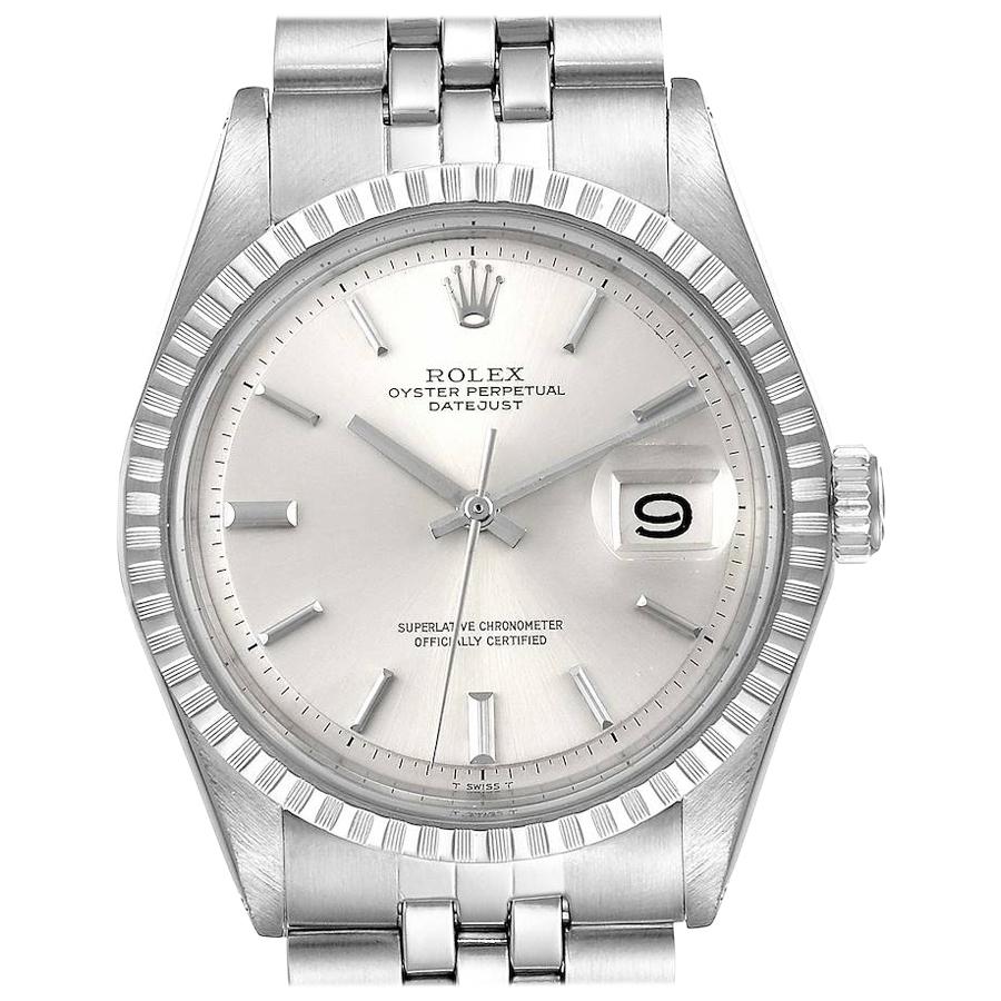 Rolex Datejust Steel White Gold Silver Dial Vintage Men's Watch 1601