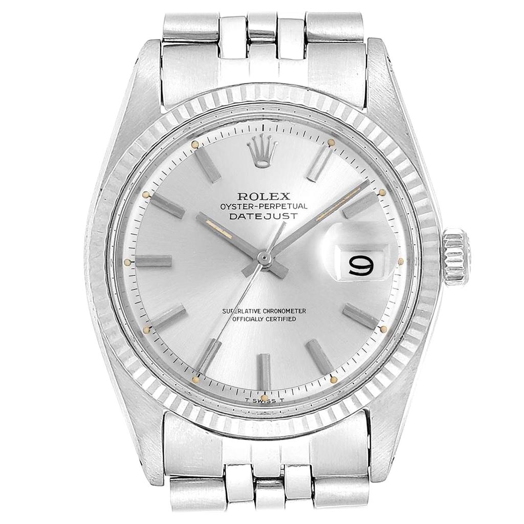 Rolex Datejust Steel White Gold Silver Dial Vintage Men's Watch 1601