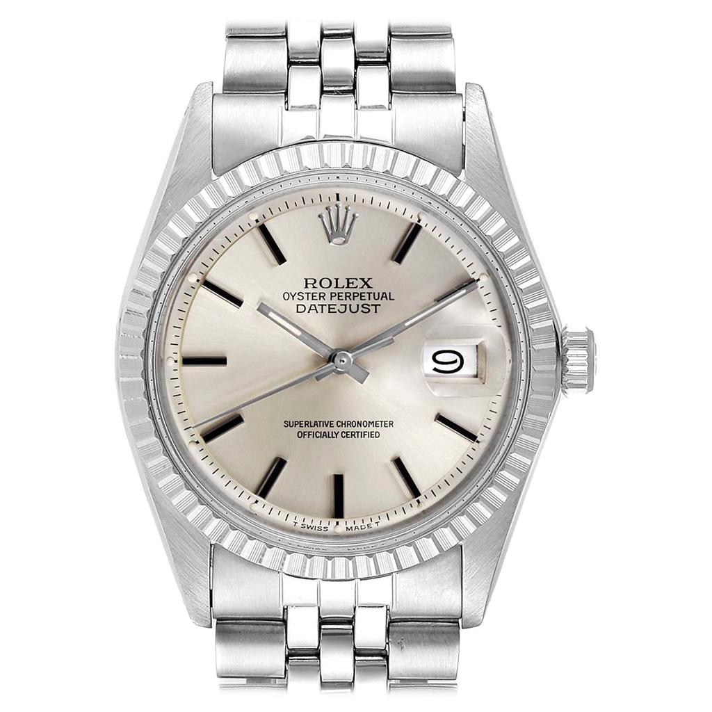 Rolex Datejust Steel White Gold Silver Dial Vintage Men's Watch 1601