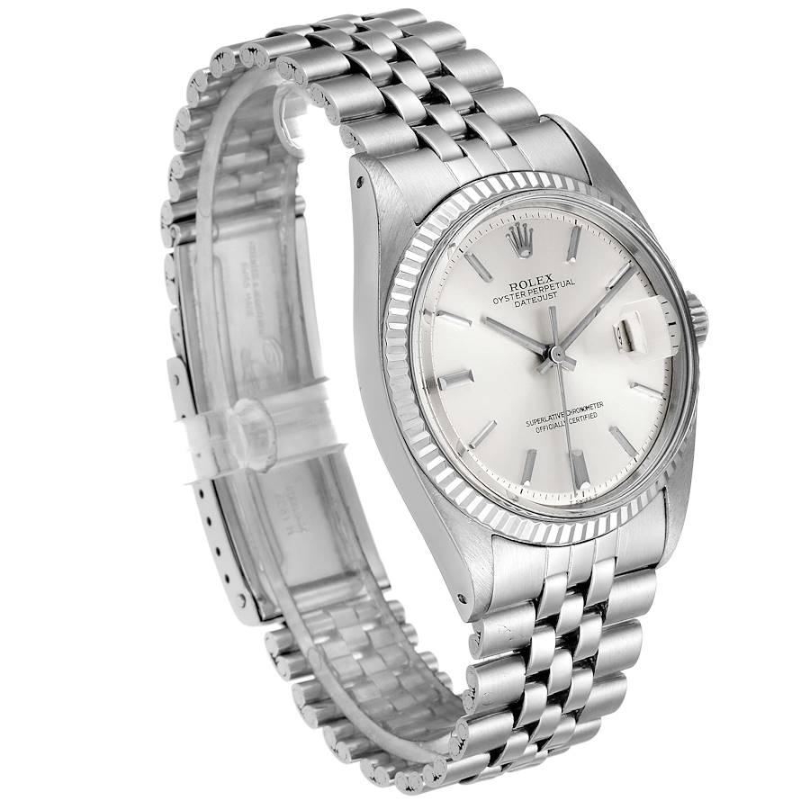 Rolex Datejust Steel White Gold Silver Dial Vintage Men's Watch 1601 Papers In Good Condition In Atlanta, GA