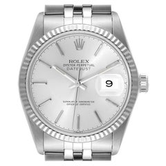 Rolex Datejust Steel White Gold Silver Dial Vintage Mens Watch 16014 Box Papers