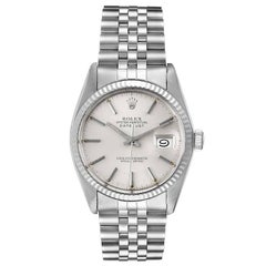 Rolex Datejust Steel White Gold Silver Dial Vintage Men's Watch 16014