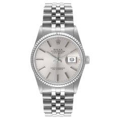 Rolex Datejust Steel White Gold Silver Dial Vintage Mens Watch 16014