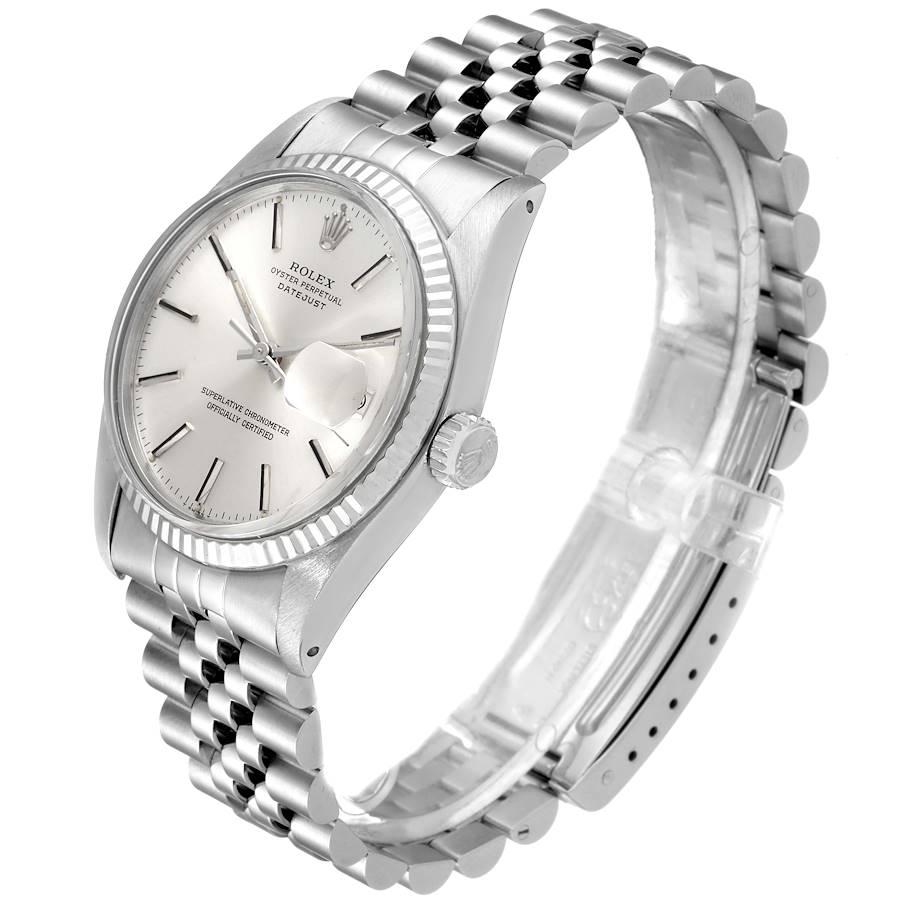 Rolex Datejust Steel White Gold Silver Dial Vintage Men's Watch 16014 For Sale 1