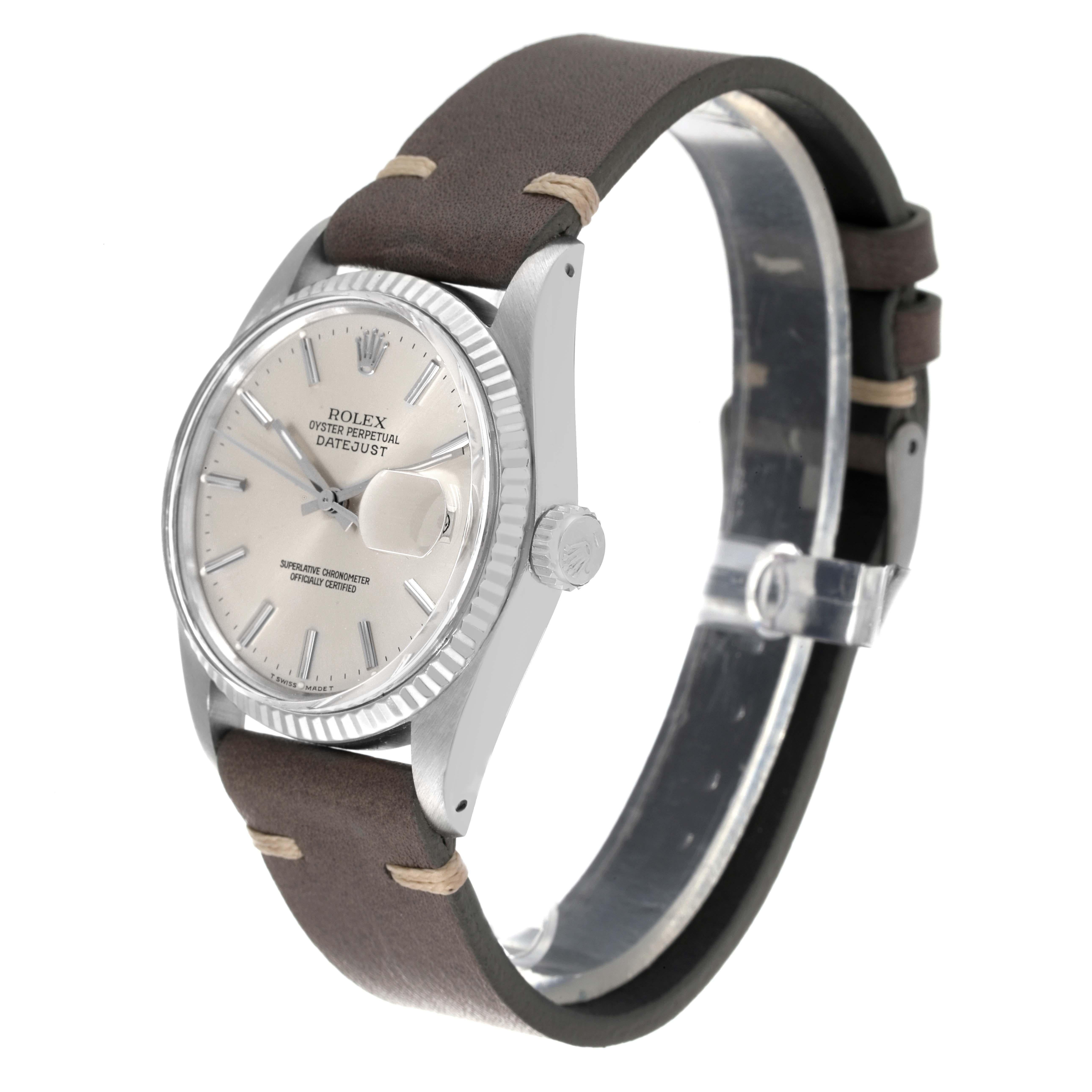 Men's Rolex Datejust Steel White Gold Silver Dial Vintage Mens Watch 16014