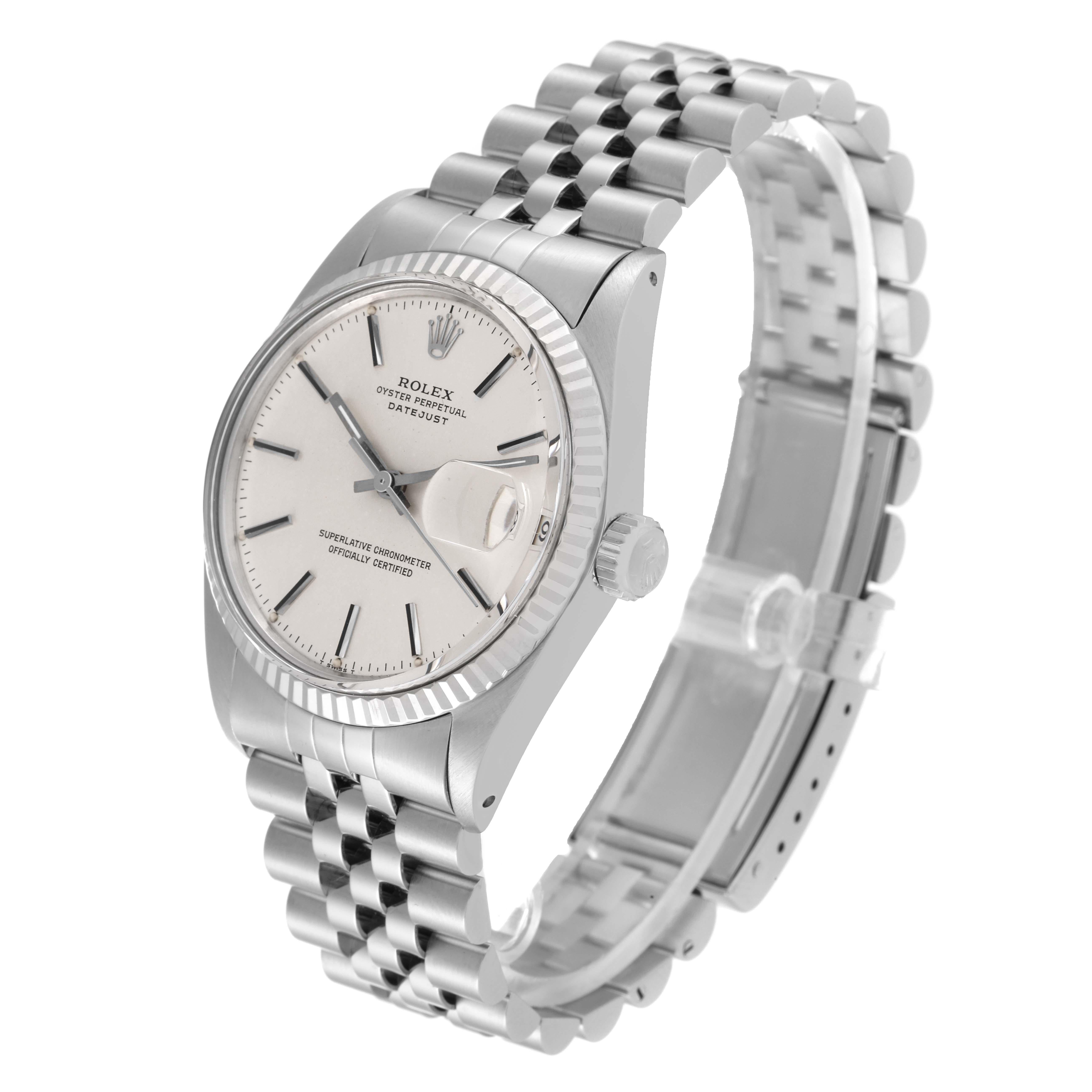 Men's Rolex Datejust Steel White Gold Silver Dial Vintage Mens Watch 16014