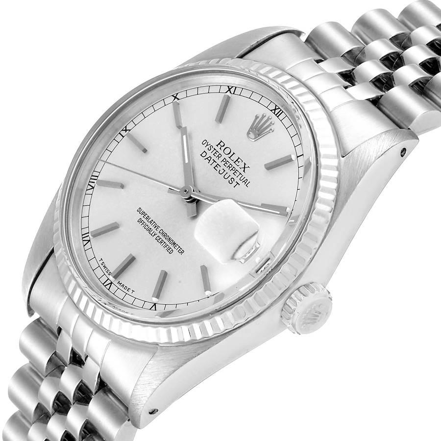 Rolex Datejust Steel White Gold Silver Dial Vintage Men's Watch 16014 2