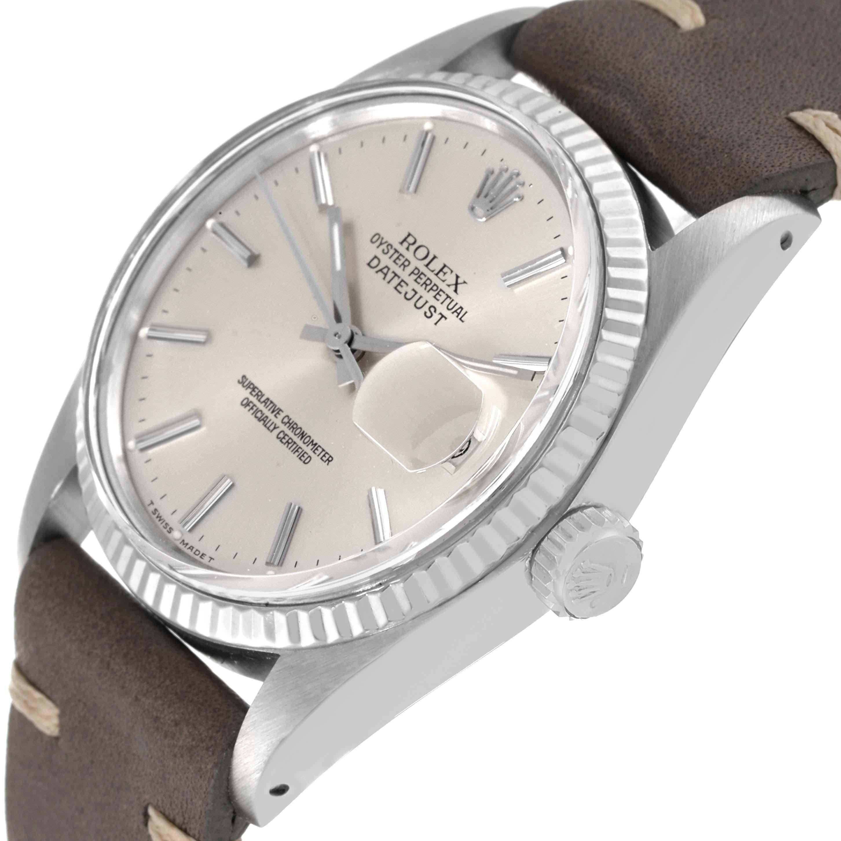 Rolex Datejust Steel White Gold Silver Dial Vintage Mens Watch 16014 1