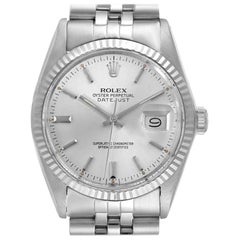 Rolex Datejust Steel White Gold Silver Dial Vintage Men's Watch 16014