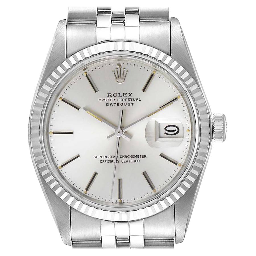 Rolex Datejust Steel White Gold Silver Dial Vintage Men's Watch 16014 For Sale
