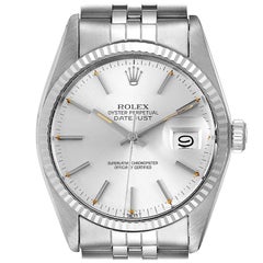 Rolex Datejust Steel White Gold Silver Dial Vintage Men's Watch 16014