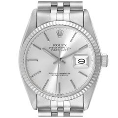 Rolex Datejust Steel White Gold Silver Dial Vintage Mens Watch 16014