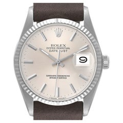 Rolex Datejust Steel White Gold Silver Dial Vintage Mens Watch 16014