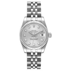 Rolex Datejust Steel White Gold Silver Diamond Dial Ladies Watch 179174