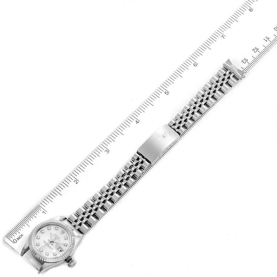 Rolex Datejust Steel White Gold Silver Diamond Dial Ladies Watch 69174 For Sale 7