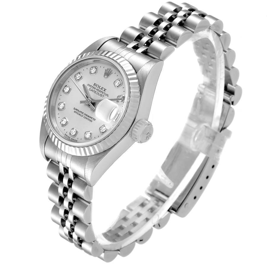 Women's Rolex Datejust Steel White Gold Silver Diamond Dial Ladies Watch 69174 For Sale