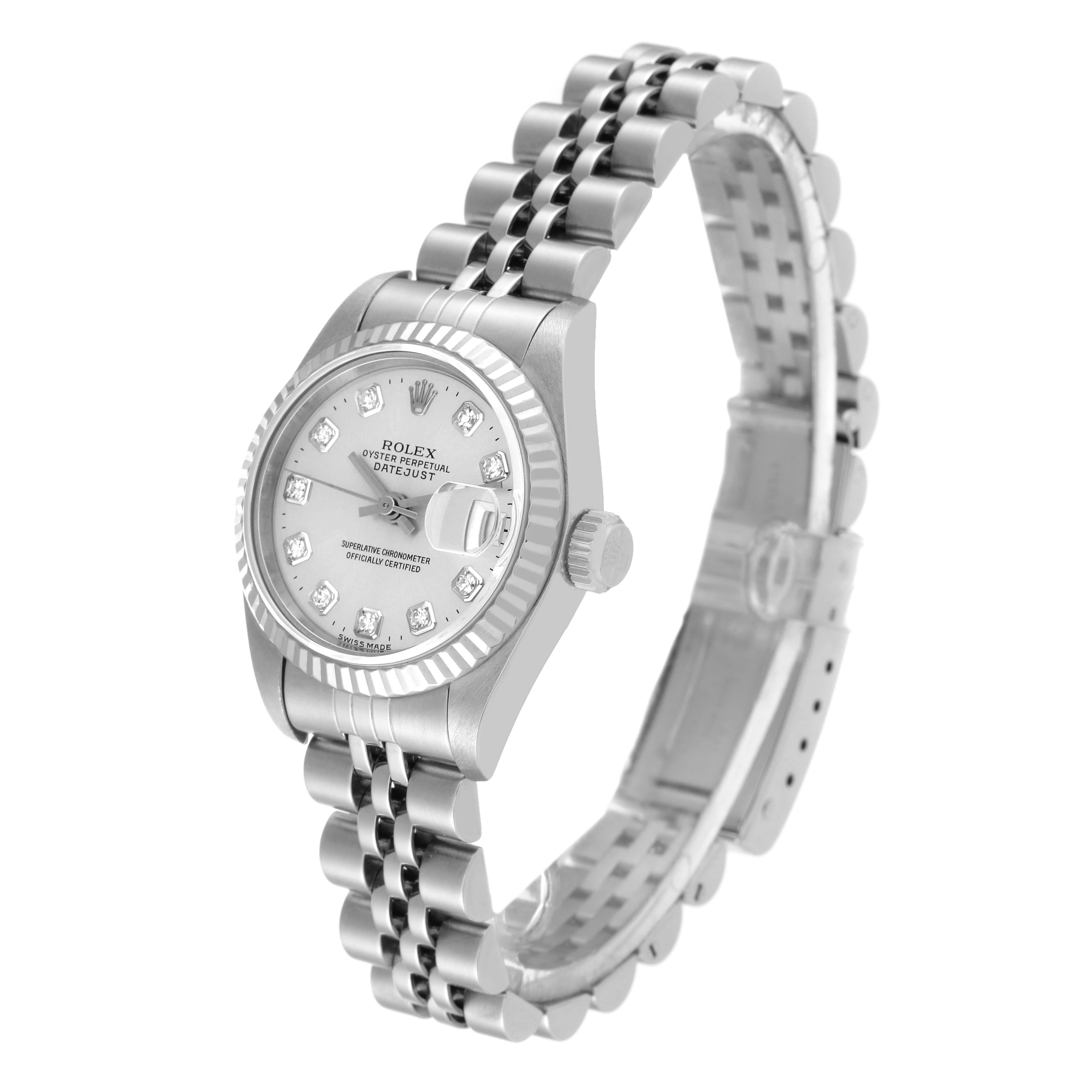 Women's Rolex Datejust Steel White Gold Silver Diamond Dial Ladies Watch 69174