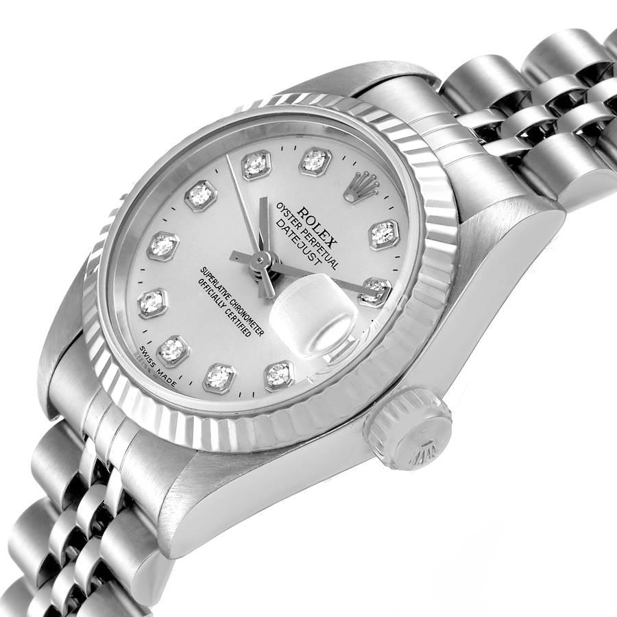 Rolex Datejust Steel White Gold Silver Diamond Dial Ladies Watch 69174 For Sale 1