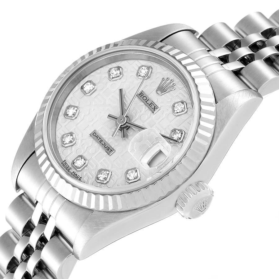Rolex Datejust Steel White Gold Silver Diamond Dial Ladies Watch 69174 1