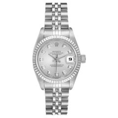 Rolex Datejust Steel White Gold Silver Diamond Dial Ladies Watch 69174