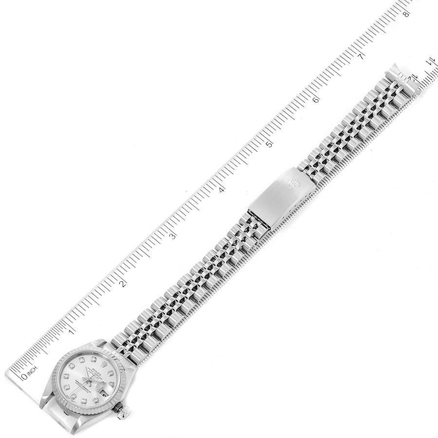 Rolex Datejust Steel White Gold Silver Diamond Dial Ladies Watch 79174 For Sale 5