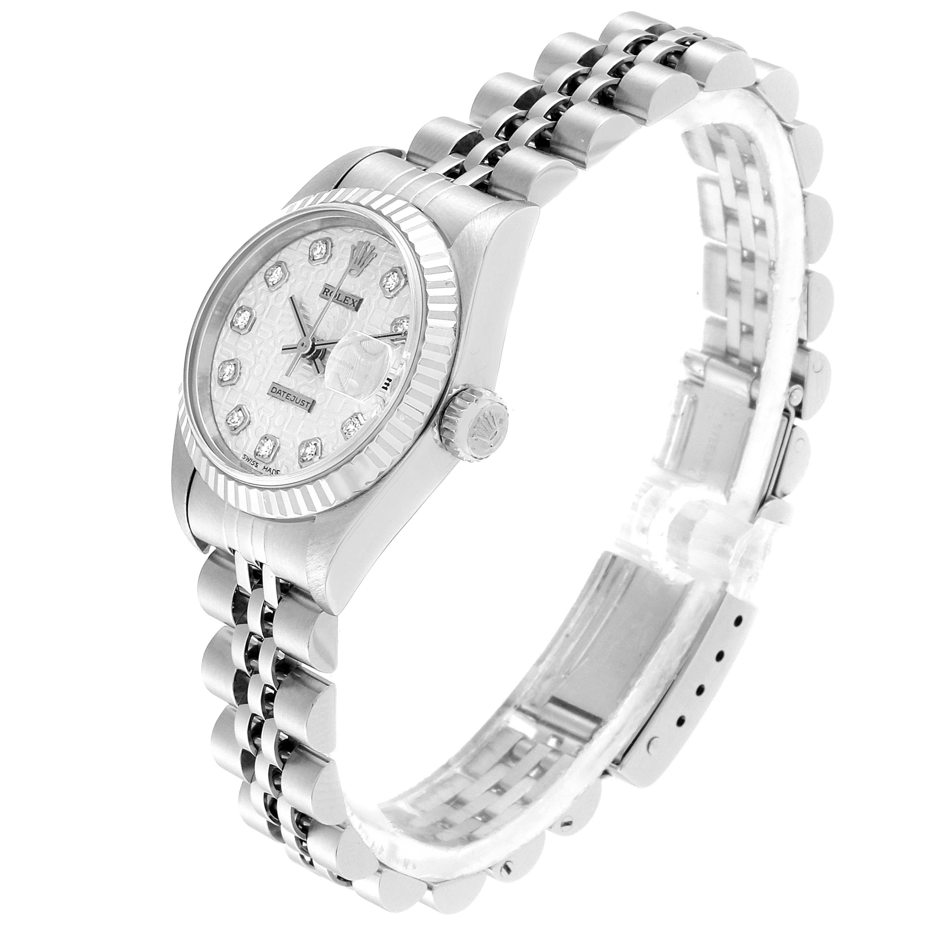 Rolex Datejust Steel White Gold Silver Diamond Dial Ladies Watch 79174 In Good Condition In Atlanta, GA