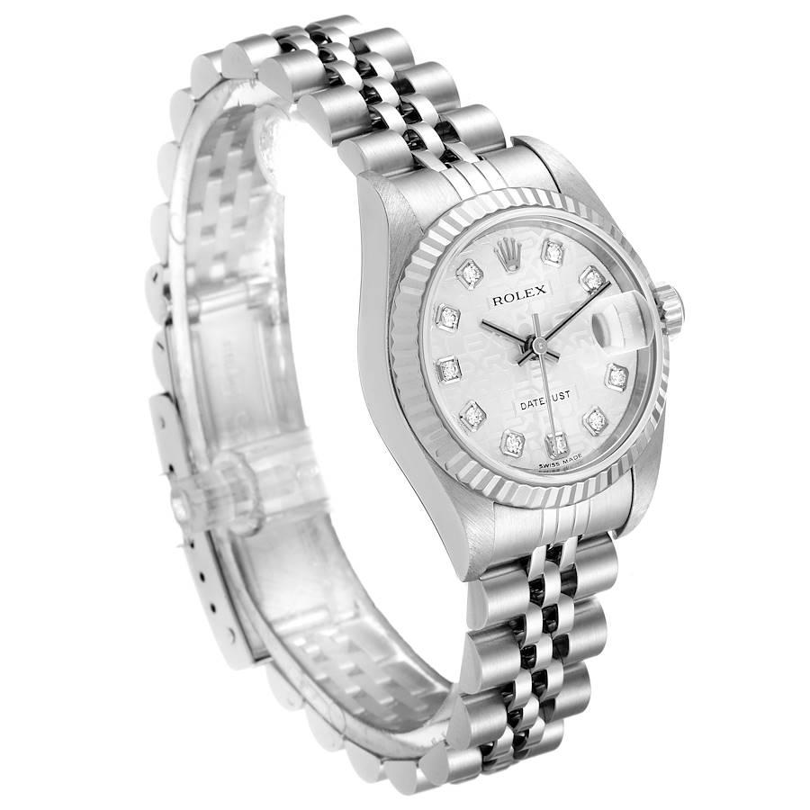 Rolex Datejust Steel White Gold Silver Diamond Dial Ladies Watch 79174 In Excellent Condition For Sale In Atlanta, GA