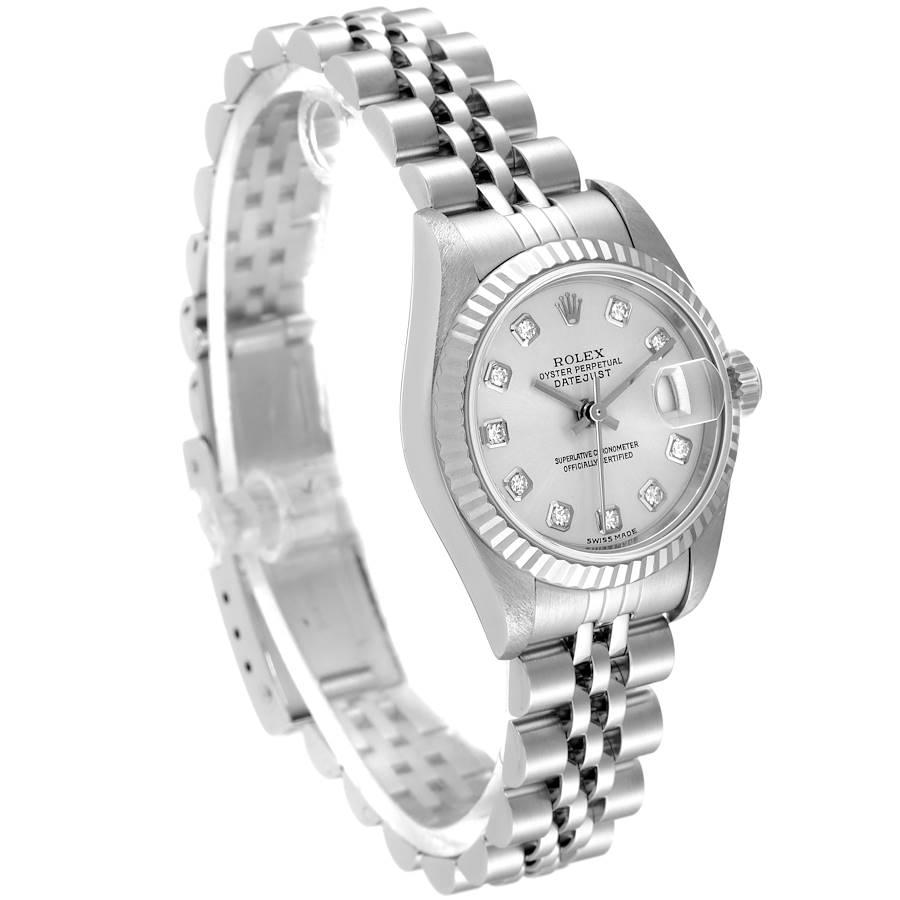 Rolex Datejust Steel White Gold Silver Diamond Dial Ladies Watch 79174 In Excellent Condition In Atlanta, GA