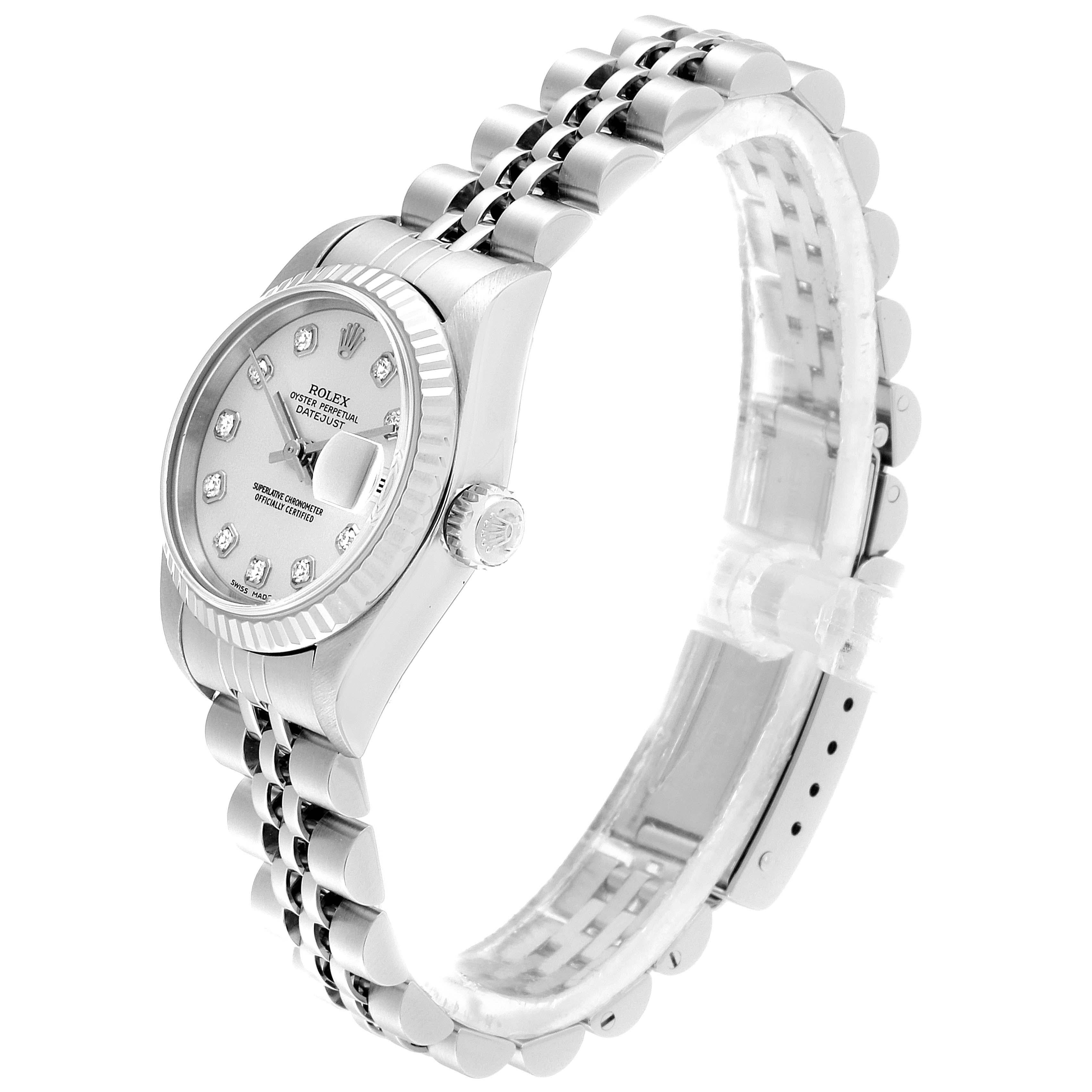 Women's Rolex Datejust Steel White Gold Silver Diamond Dial Ladies Watch 79174