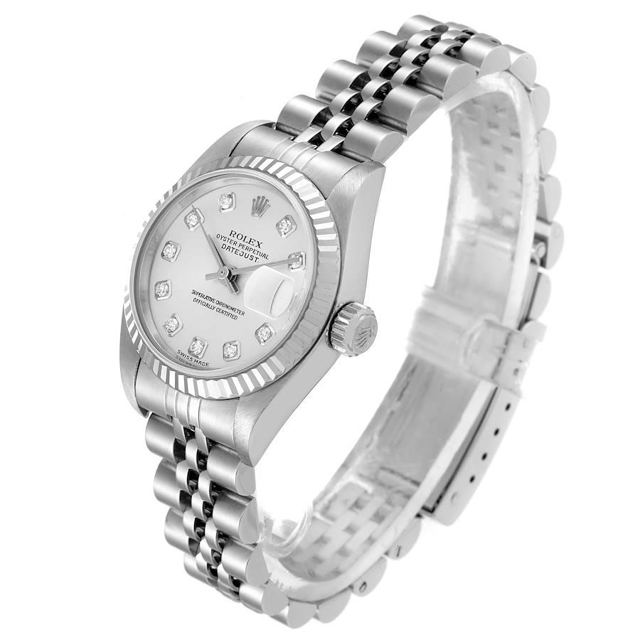 Women's Rolex Datejust Steel White Gold Silver Diamond Dial Ladies Watch 79174 For Sale