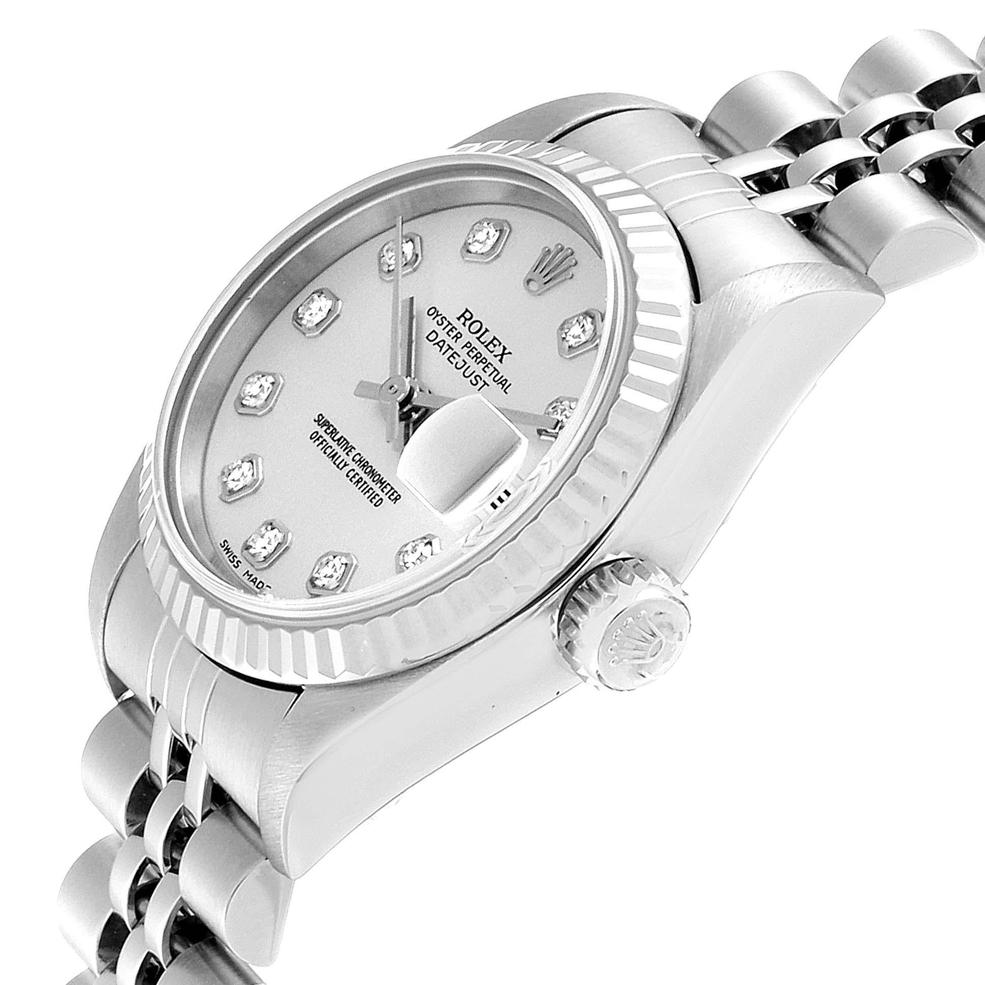 Rolex Datejust Steel White Gold Silver Diamond Dial Ladies Watch 79174 1