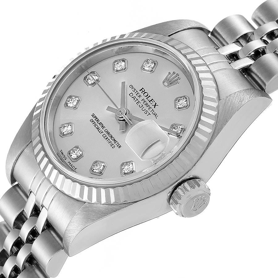 Women's Rolex Datejust Steel White Gold Silver Diamond Dial Ladies Watch 79174 For Sale