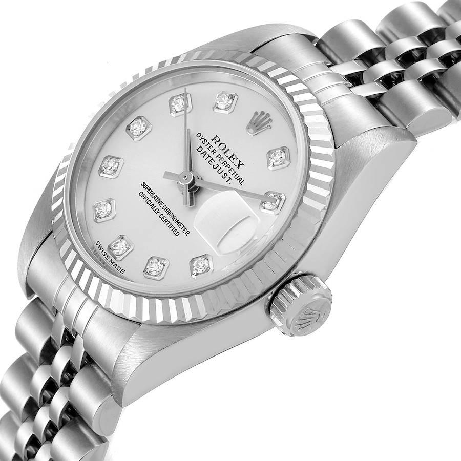 Rolex Datejust Steel White Gold Silver Diamond Dial Ladies Watch 79174 1