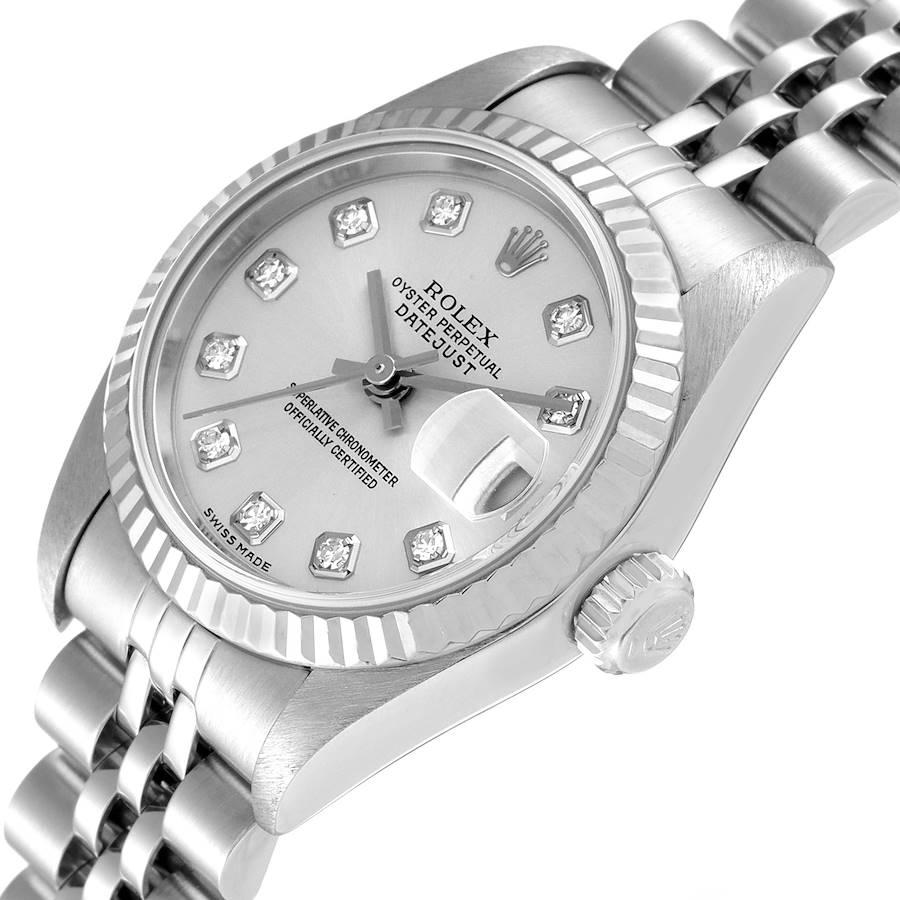 Rolex Datejust Steel White Gold Silver Diamond Dial Ladies Watch 79174 1