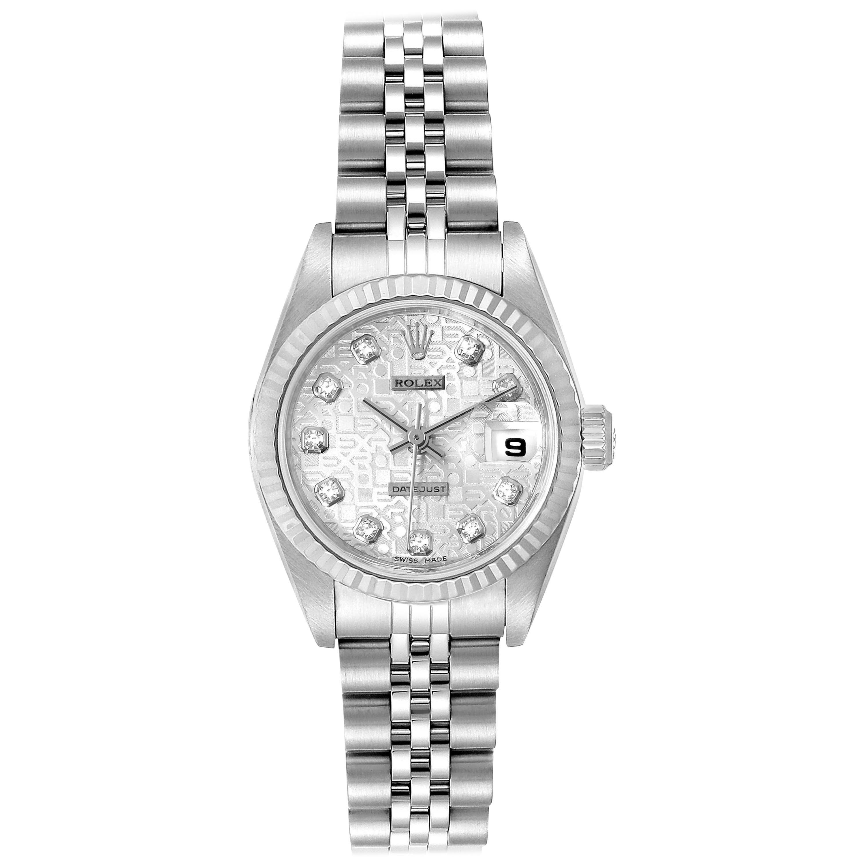 Rolex Datejust Steel White Gold Silver Diamond Dial Ladies Watch 79174