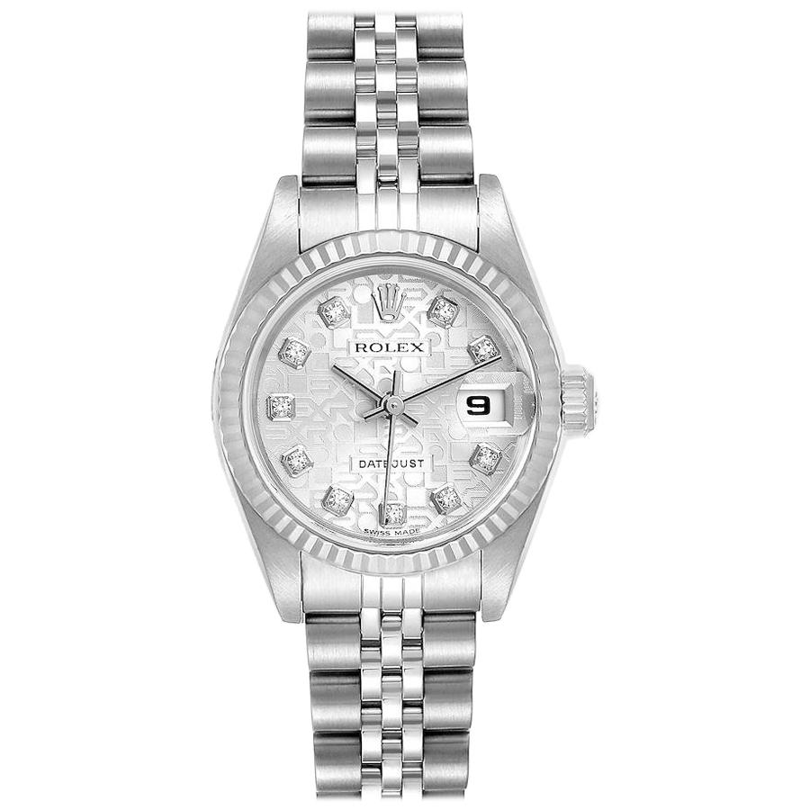 Rolex Datejust Steel White Gold Silver Diamond Dial Ladies Watch 79174 For Sale