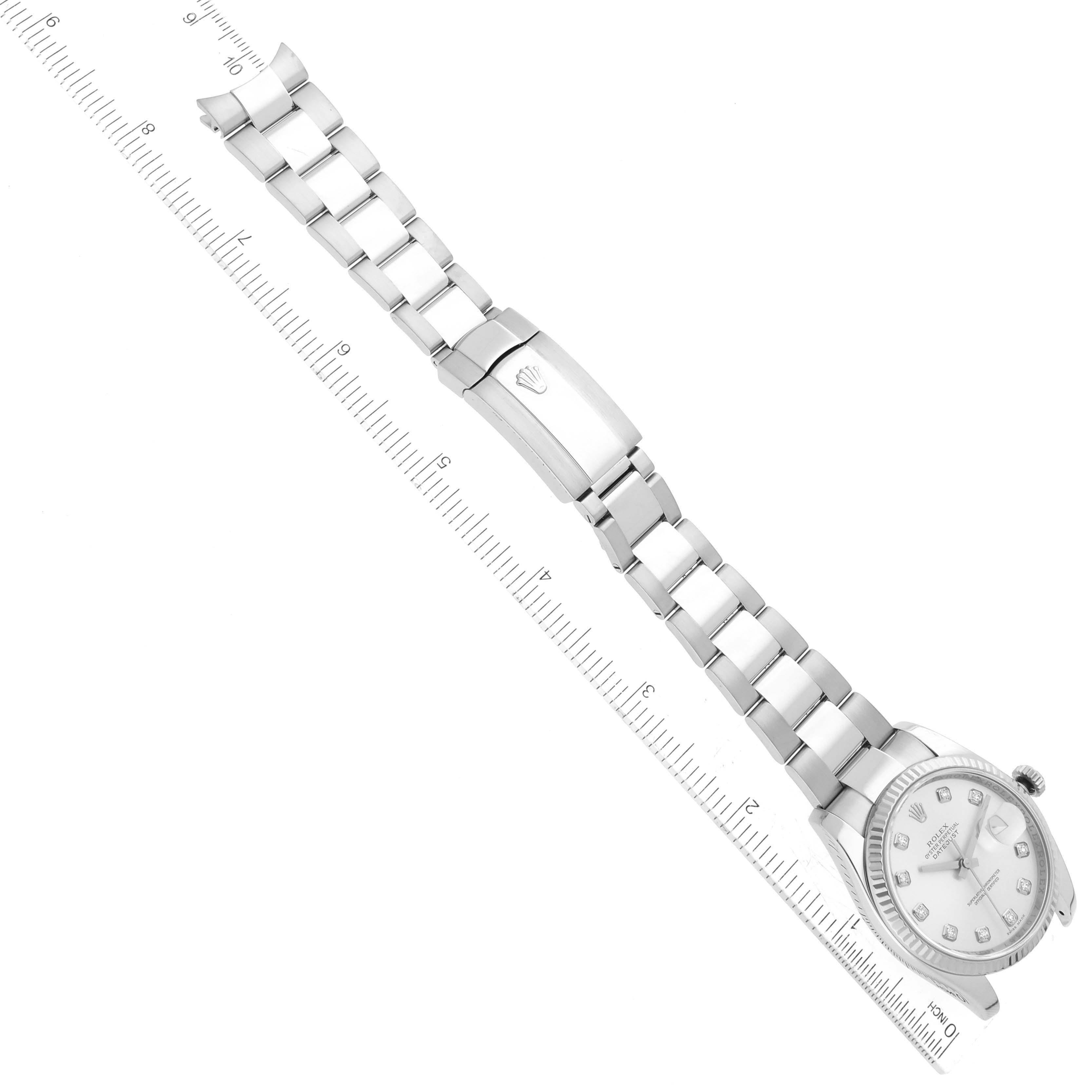 Rolex Datejust Steel White Gold Silver Diamond Dial Mens Watch 116234 Papers For Sale 8