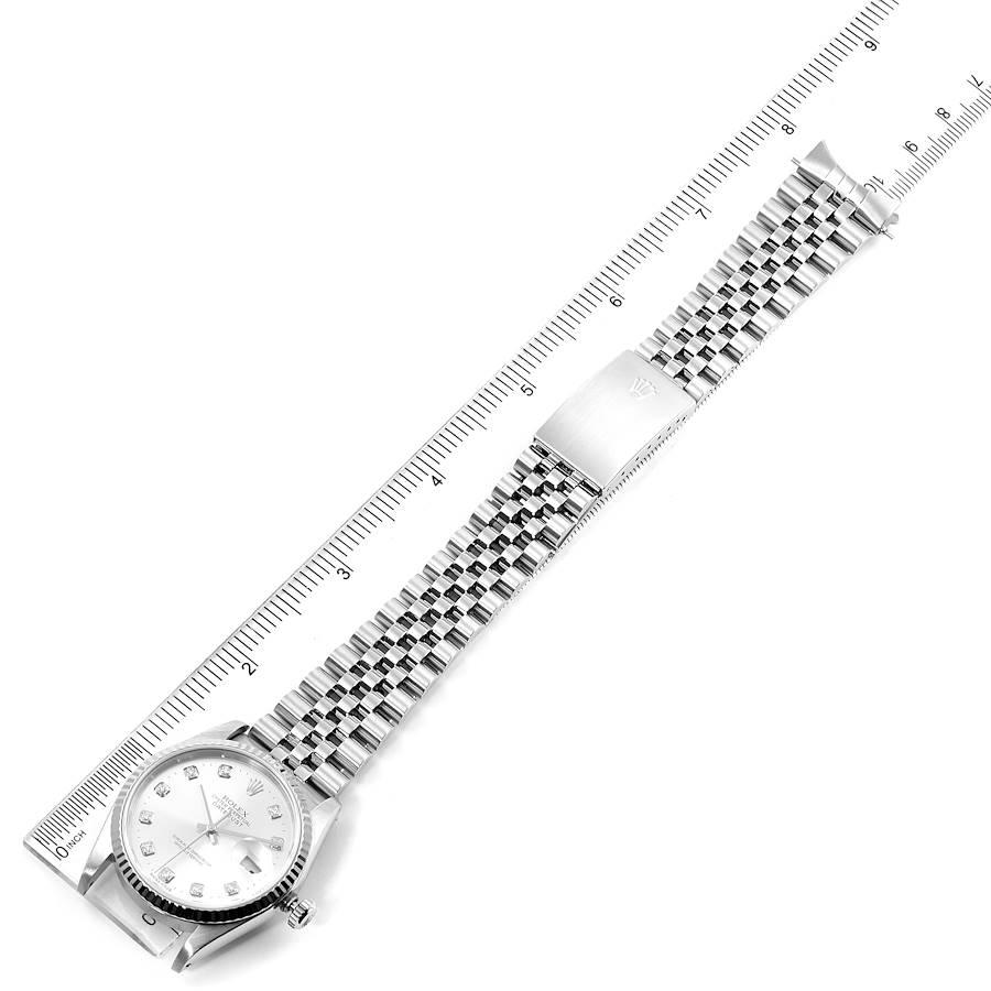 Rolex Datejust Steel White Gold Silver Diamond Dial Men's Watch 16234 Box For Sale 7